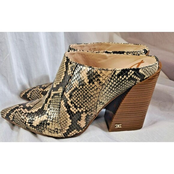 Sam Edelman Womens Reverie 2 Python Snake Ankle Block Pointed Mules 9.5M - Picture 3 of 10